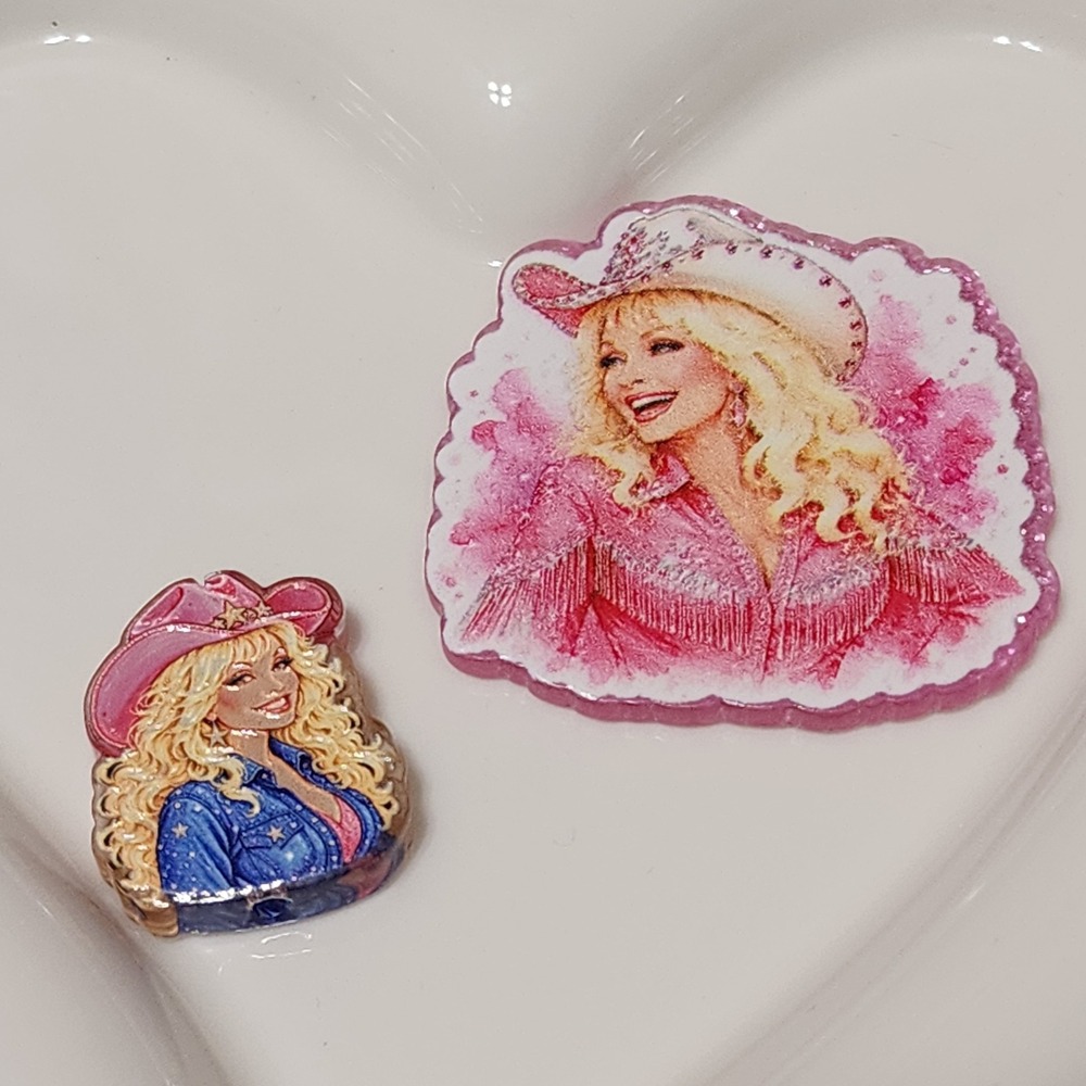 Doll Country Music Flatback Focal Bead Keychain Beaded Pen Badge Icon